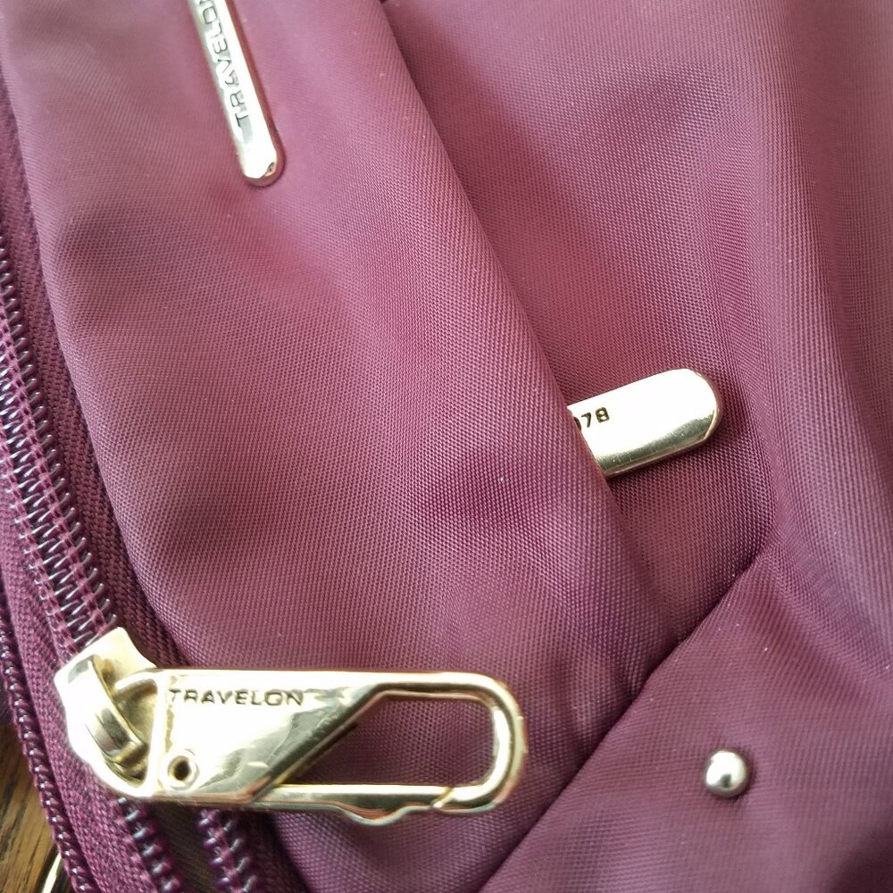 TRAVELON ANTI-THEFT DOMED CROSSBODY- MEDIUM, WINE, RFID & SLASH RESISTANT - Picture 8 of 11